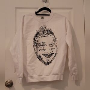 Post Malone Gildan White Graphic Crewneck Sweater